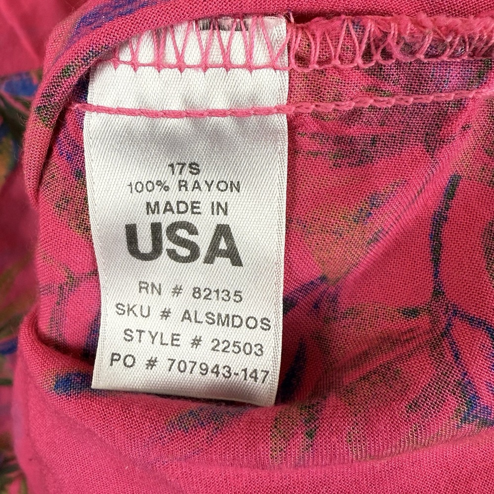 FRESH PRODUCE XS/S Pink Off Shore Front Pocket Tunic Tropical Floral EUC - Picture 5 of 5